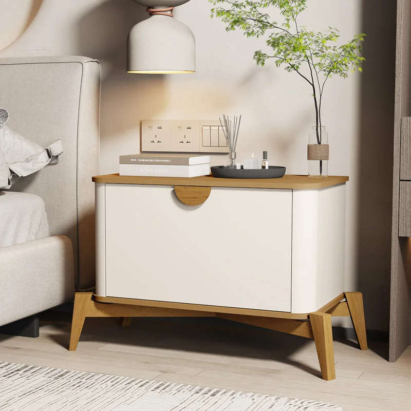 Buriti Bedside Pedestal With Solid Wood Legs
