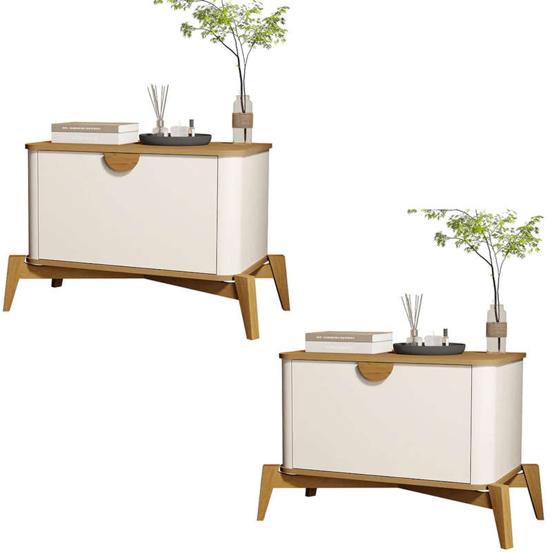 Buriti Bedside Pedestal With Solid Wood Legs