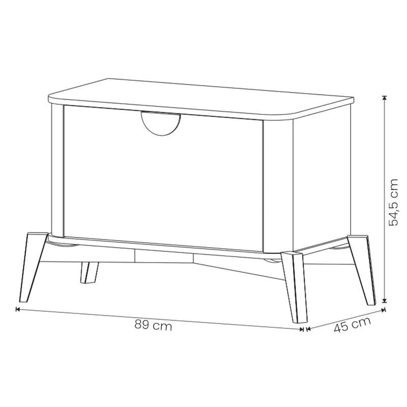 Buriti Bedside Pedestal With Solid Wood Legs