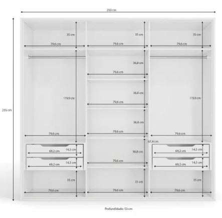 Rogelio 6 Door With Mirror Wardrobe