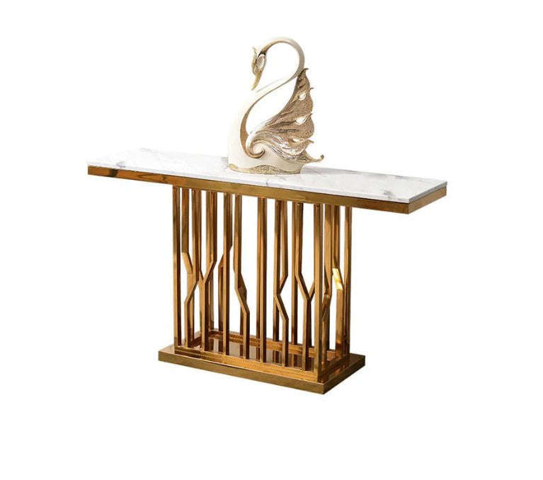 Danine Console Table Gold with White Marble