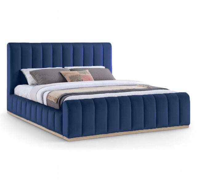 Denia Velvet Upholstered Sleigh Bed