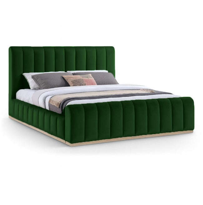 Denia Velvet Upholstered Sleigh Bed