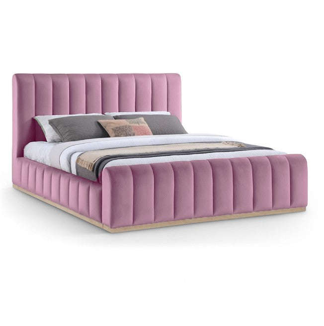 Denia Velvet Upholstered Sleigh Bed