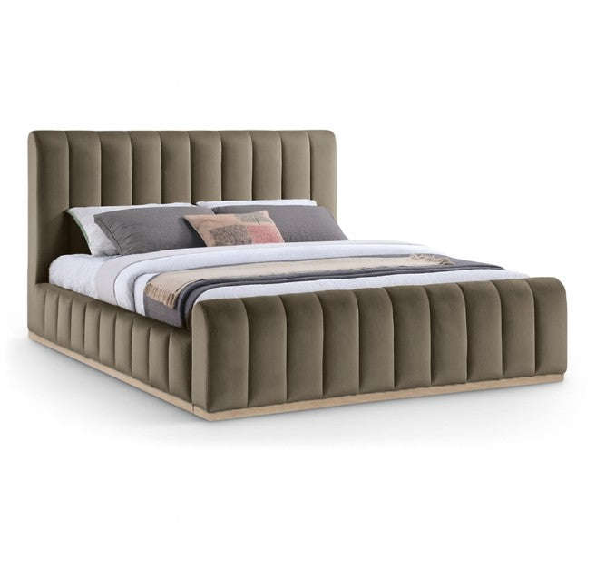 Denia Velvet Upholstered Sleigh Bed