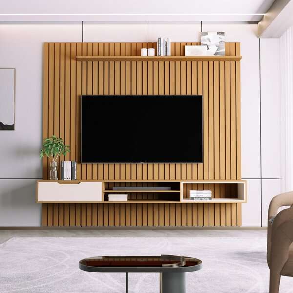 Home Ripado Tucumã 2.3 Nature/Pearl Rippled TV Panel