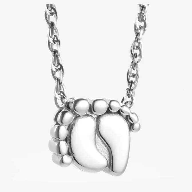 Memorial Safe Keeping Pendant - Baby Footprints