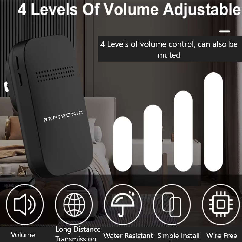 Reptronic DIY Black Wireless Doorbell: RPTDB44 - 2R1B