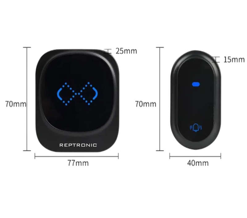 Reptronic DIY black wireless doorbell: RPTDB46 - 1R1B