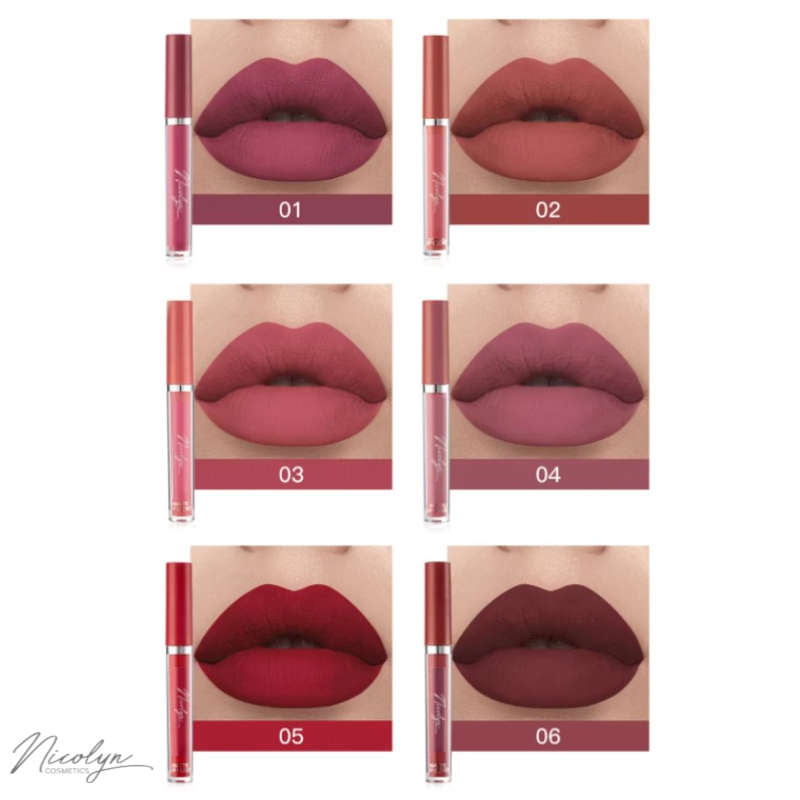 Nicolyn Matte Liquid Lipstick set with Pocket Make-up Mirror: Darker Color