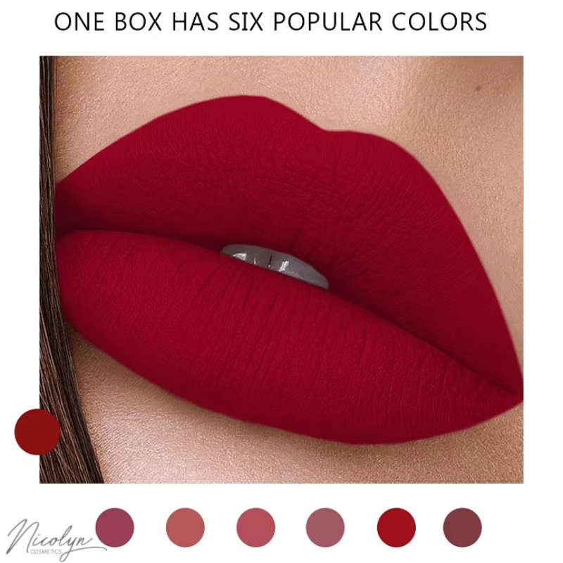 Nicolyn Matte Liquid Lipstick set with Pocket Make-up Mirror: Darker Color