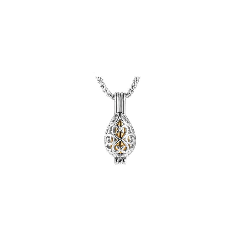 Memorial Safe Keeping Pendant- Diffuse teardrop with Rose Gold capsule
