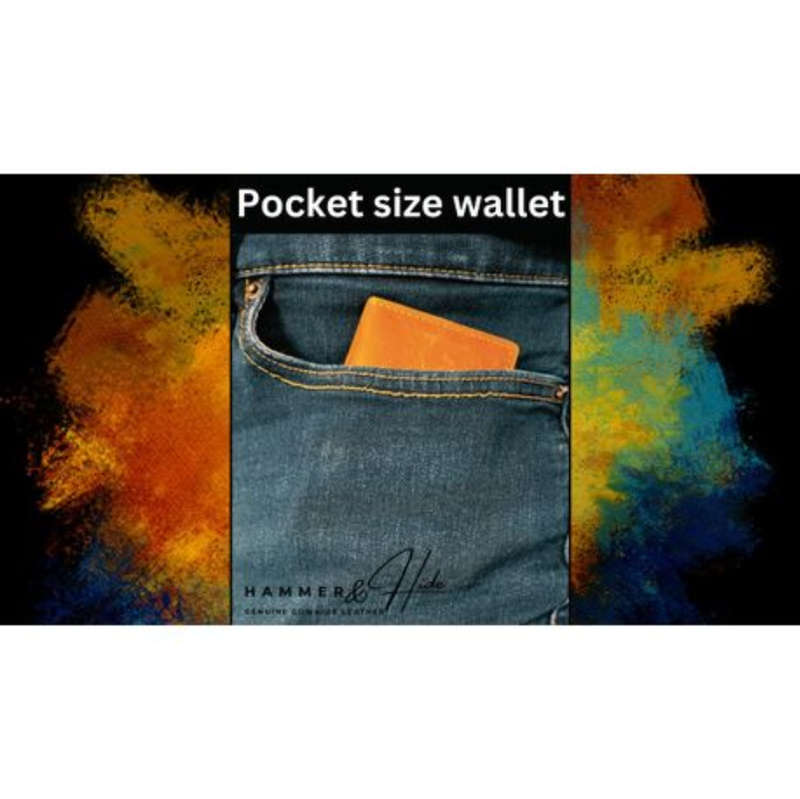 Hammer&Hide Genuine Saddle Leather Pop Up Wallet-Light Brown with Black Aluminum case - Unisex