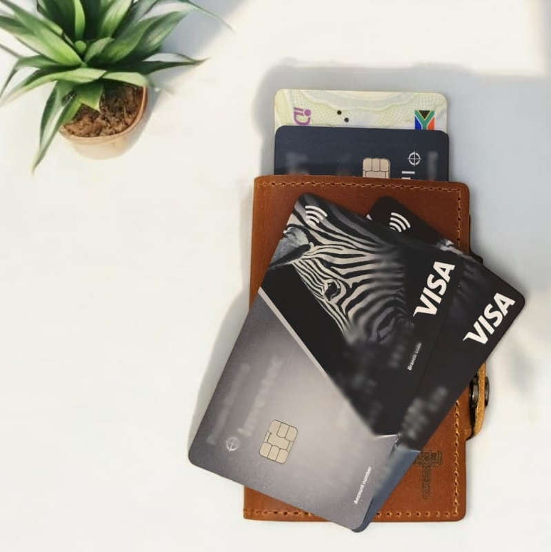 Hammer&Hide Genuine Saddle Leather Pop Up Wallet-Light Brown with Black Aluminum case - Unisex