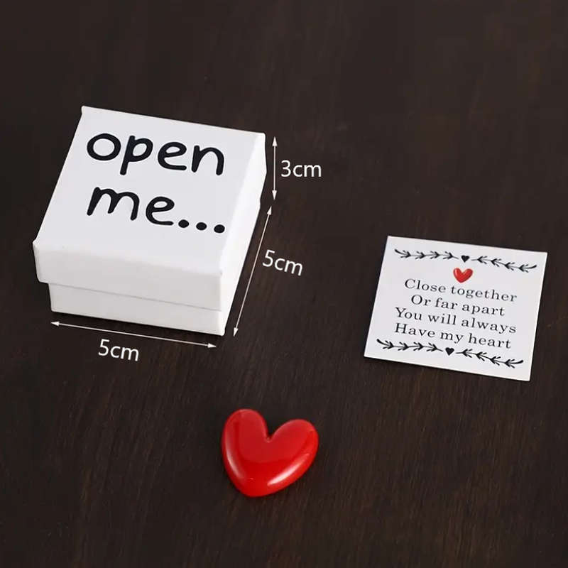 Message in a box with Red Resin Heart: Close together or far apart message