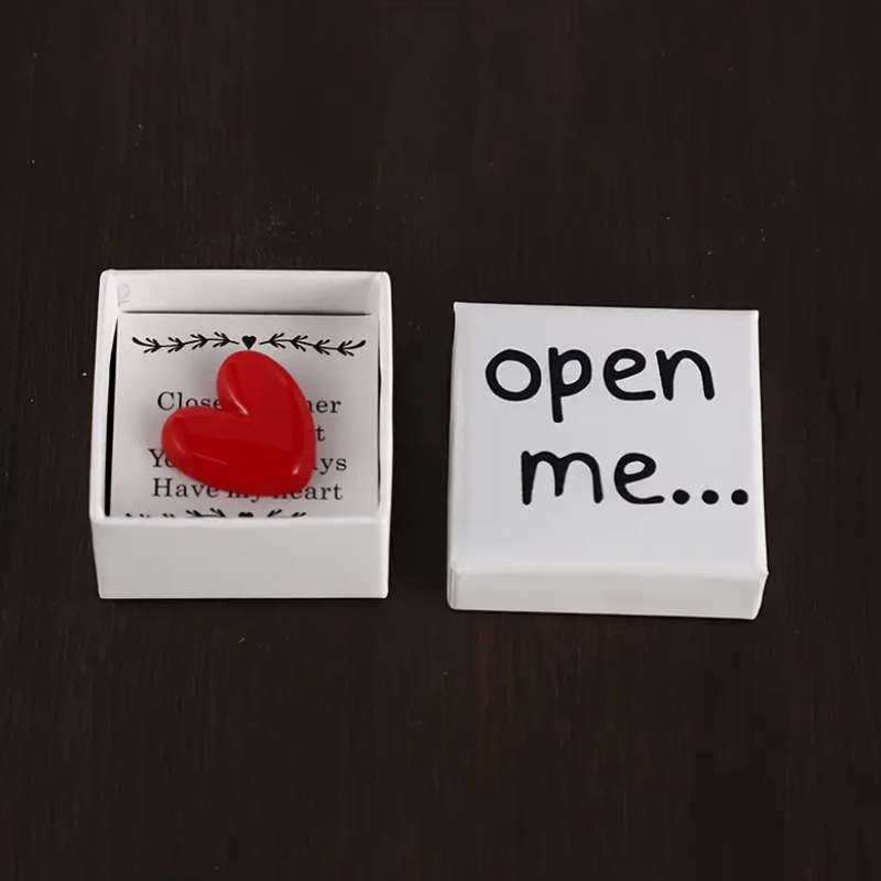 Message in a box with Red Resin Heart: Close together or far apart message