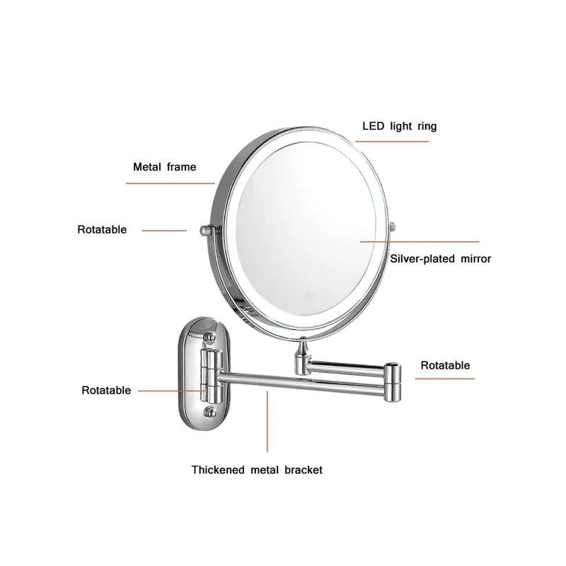 Reptronic Two sided LED wall mounted cosmetics mirror: X10 Magnifying