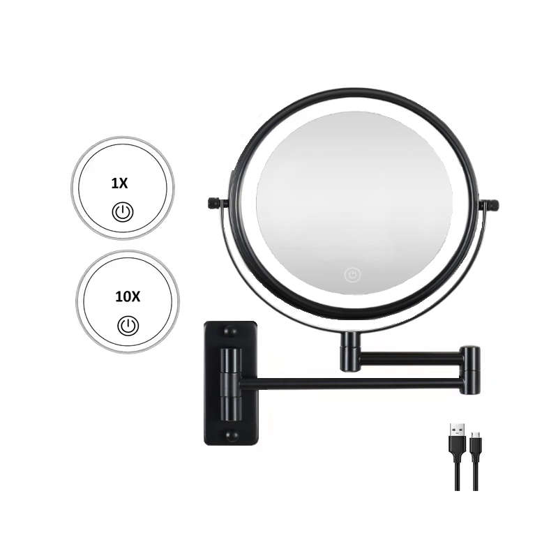 Reptronic Two sided LED wall mounted cosmetics mirror: X10 Magnifying