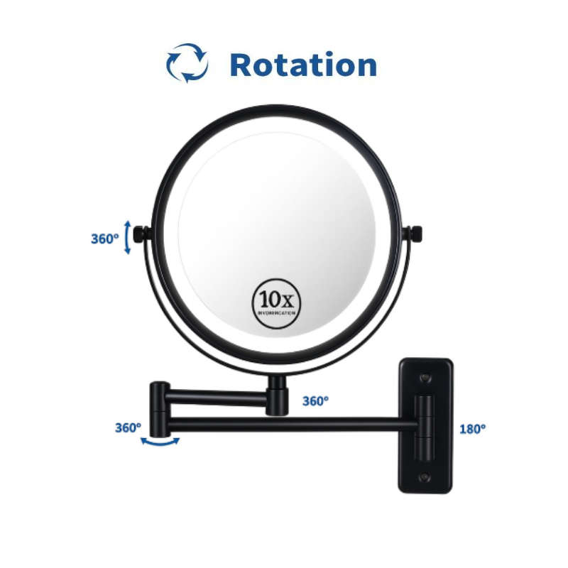 Reptronic Two sided LED wall mounted cosmetics mirror: X10 Magnifying