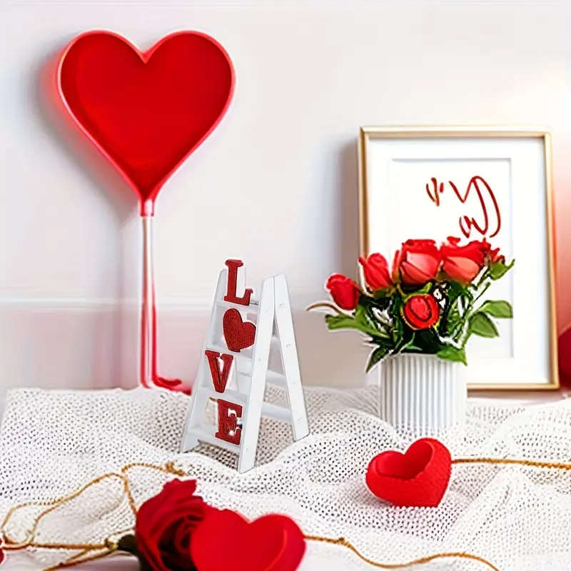 Reptronic White Wooden Ladder Table top Decor with the word Love