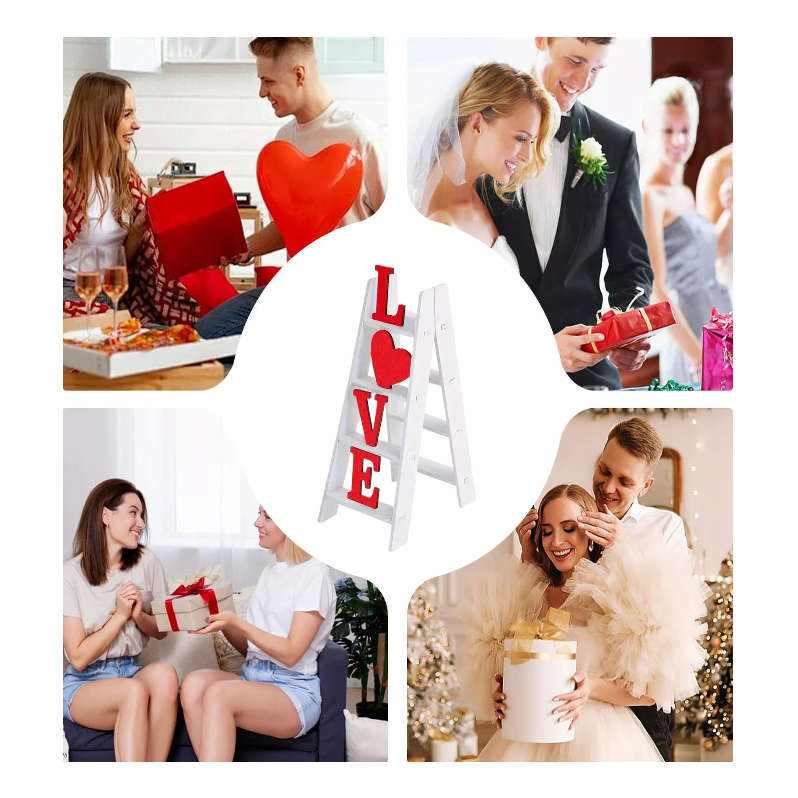 Reptronic White Wooden Ladder Table top Decor with the word Love