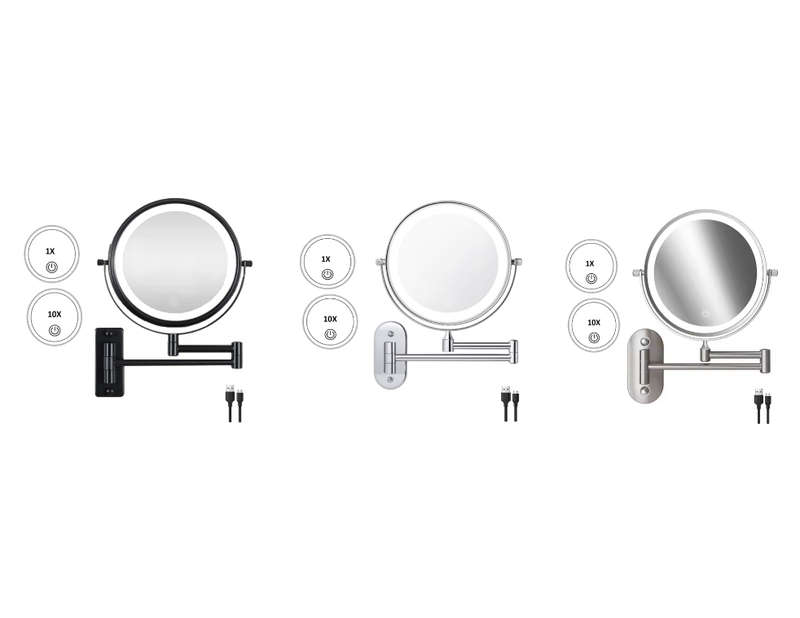Reptronic Two sided LED wall mounted cosmetics mirror: X10 Magnifying