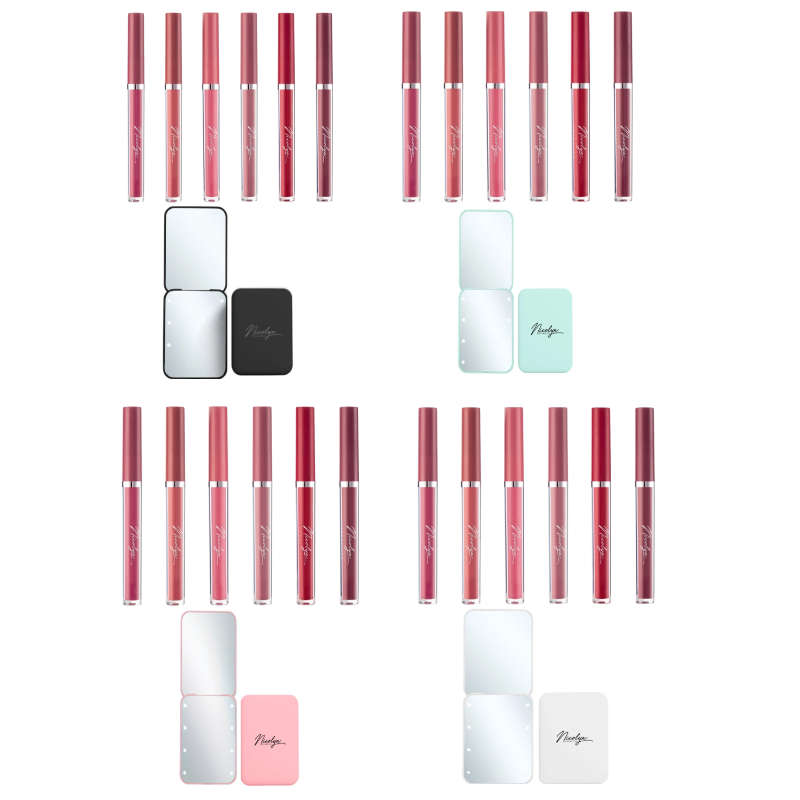 Nicolyn Matte Liquid Lipstick set with Pocket Make-up Mirror: Darker Color