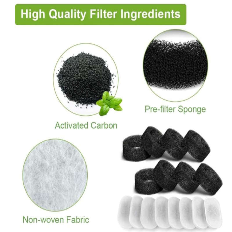 Reptronic 8 Pack Filters For Larger Stainless Steel Pet Fountain 3.2L