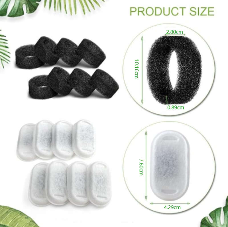 Reptronic 8 Pack Filters For Larger Stainless Steel Pet Fountain 3.2L