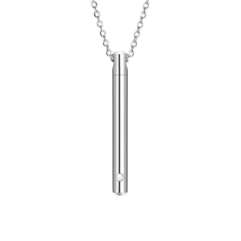 Memorial Safe Keeping Pendant - Cylinder with Stone