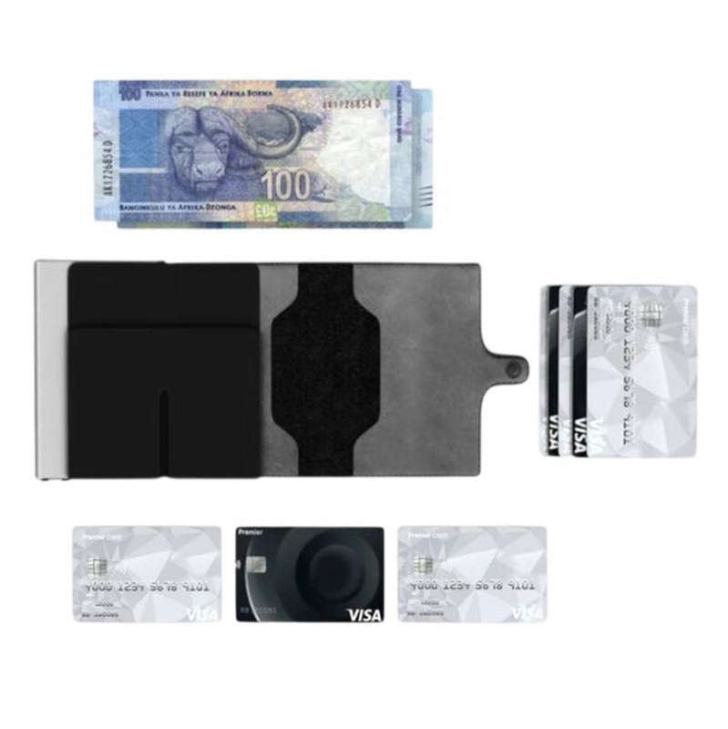 Hammer&Hide Genuine Saddle Leather Pop Up Wallet-Dark Green with Black Aluminum case - Unisex