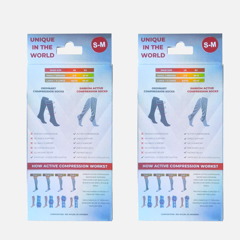 Sankom Patent Light Socks-(3 Pair Deal) Black or Grey