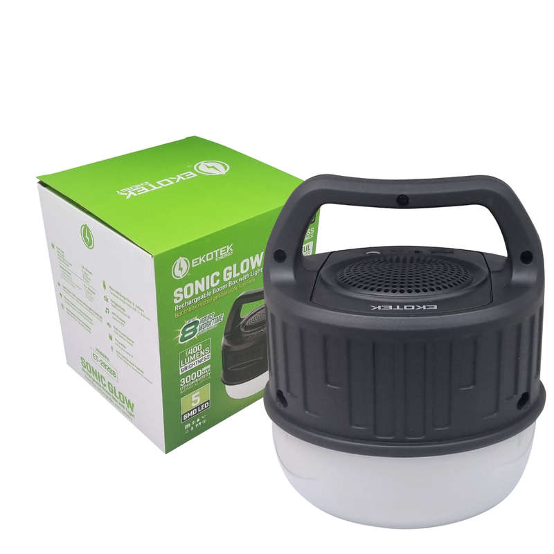 EKOTEK Rechargeable Boombox with Subwoofer & Light