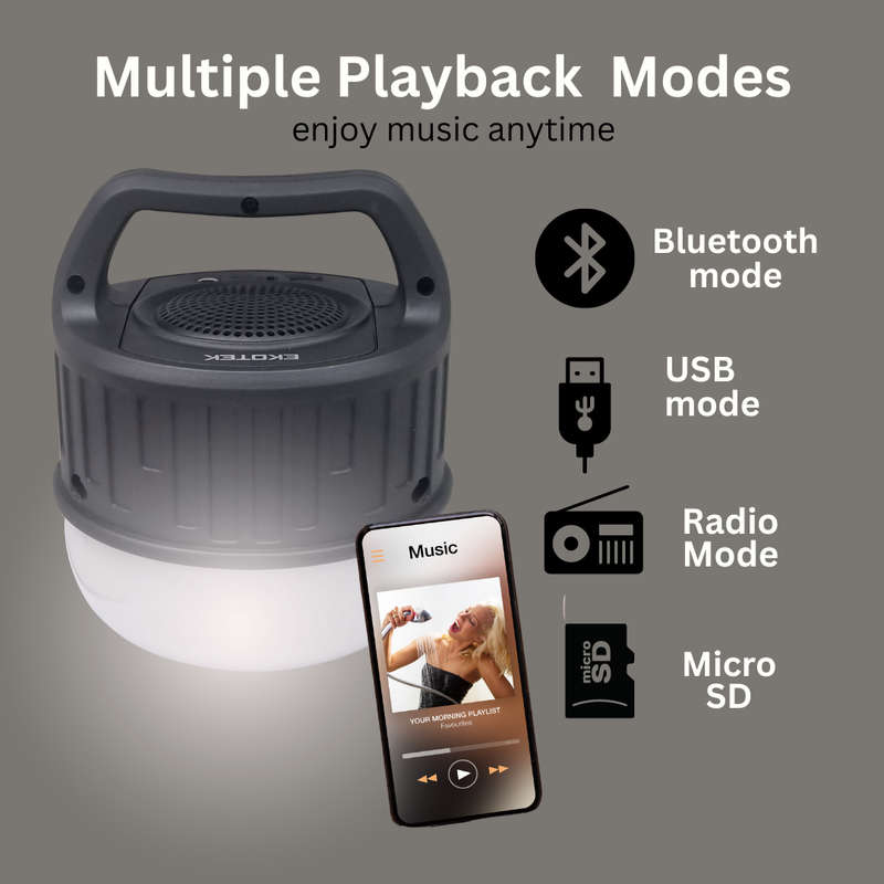 EKOTEK Rechargeable Boombox with Subwoofer & Light