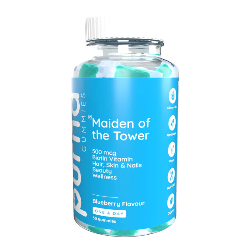 Vita-Aid Purna Maiden of the Tower Biotin Hair, Skin & Nails Blueberry flavour Gummies 30s - 2...