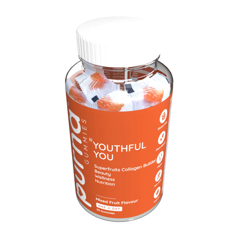 Vita-Aid Purna Youthful You Superfruits Collagen Builder Gummies Mixed Fruit flavour Gummies 3...