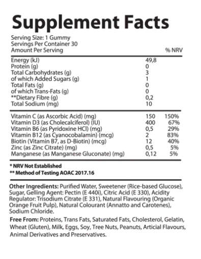 Vita-Aid Purna Bright as Day Vitamin C, D3 & Zinc Gummies 30s - 2 PACK