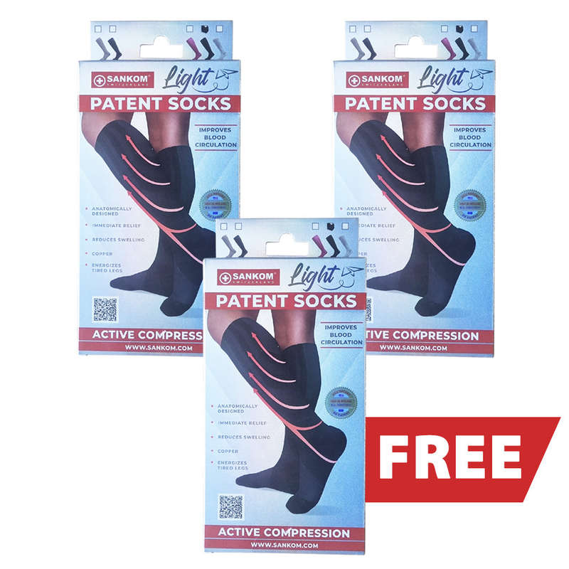 Sankom Patent Light Socks-(3 Pair Deal) Black or Grey
