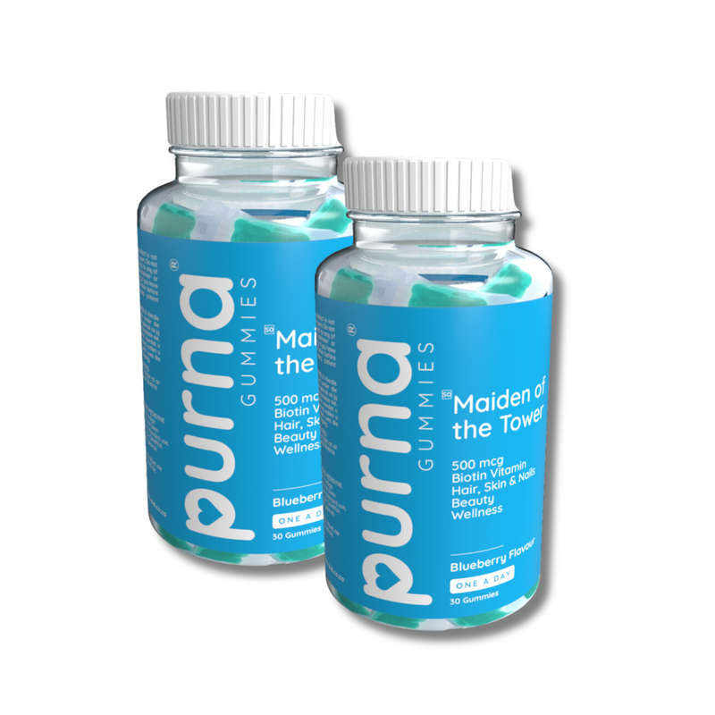 Vita-Aid Purna Maiden of the Tower Biotin Hair, Skin & Nails Blueberry flavour Gummies 30s - 2...
