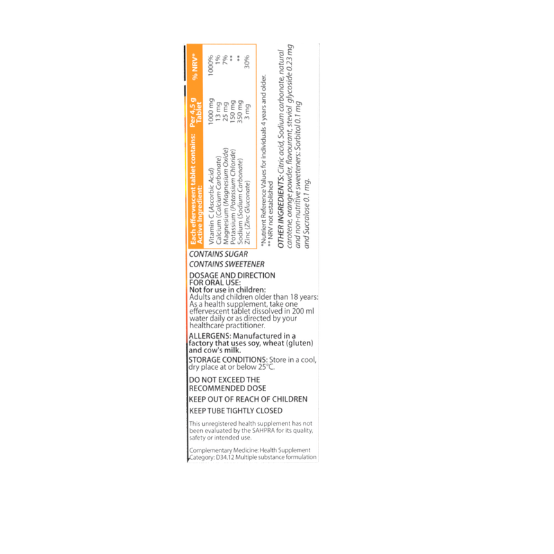 Hydralite Electrolite + C Orange Effervescent Tablets 20s