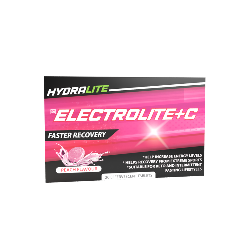 Hydralite Electrolite + C Peach Effervescent Tablets 20s