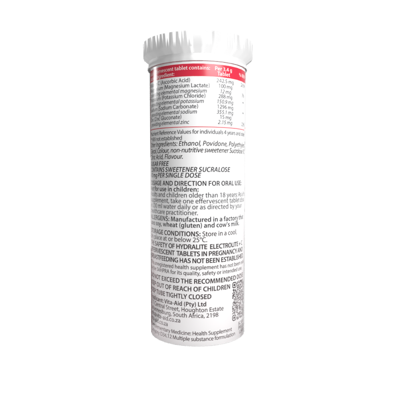 Hydralite Electrolite + C Peach Effervescent Tablets 20s