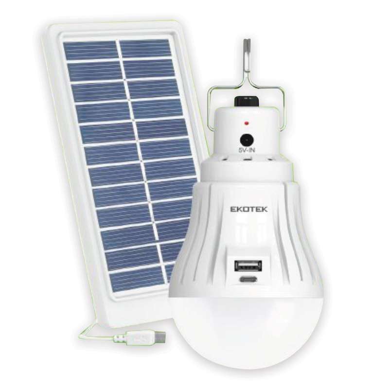 EKOTEK ONE PLUS Rechargeable DC Light Bulb With Solar Panel
