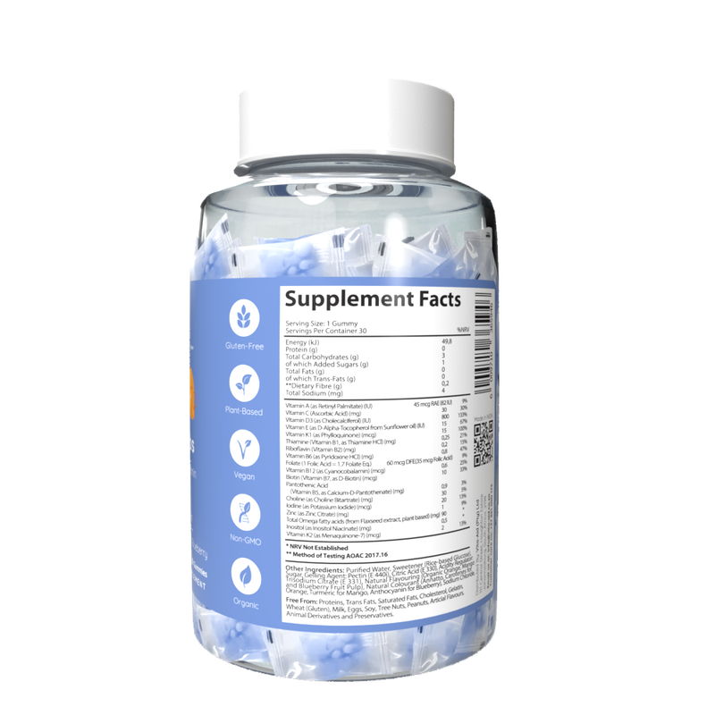 Vita-Aid Purna Lil Cubs Kids Multivitamin Orange, Mango & Blueberry flavour Gummies 30s - 2...