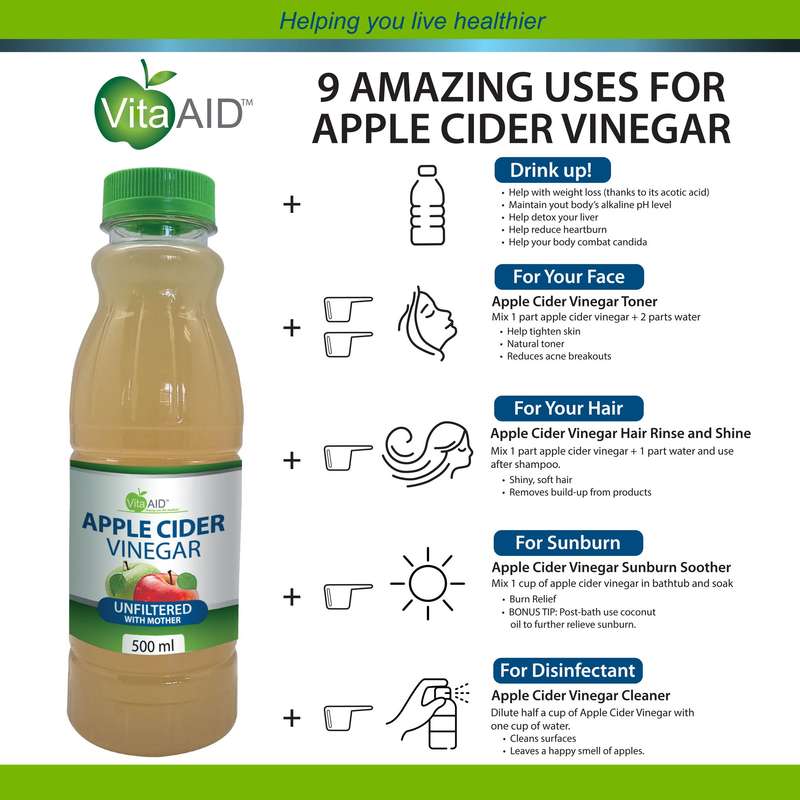 Vita-Aid Apple Cider Vinegar with Mother 500ml 3 PACK