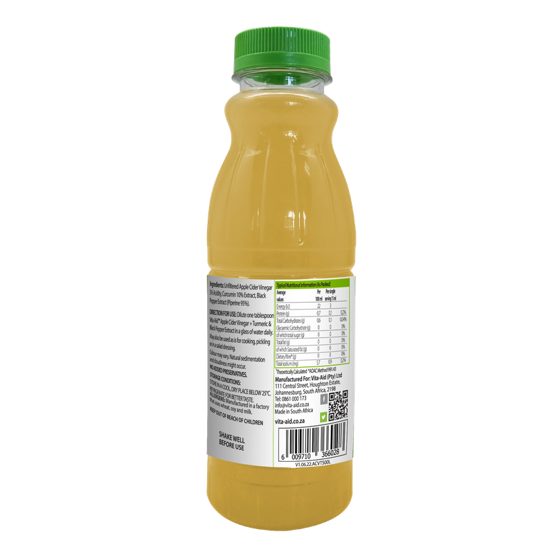 Vita-Aid Apple Cider Vinegar with Turmeric & Black Pepper Extract 500ml