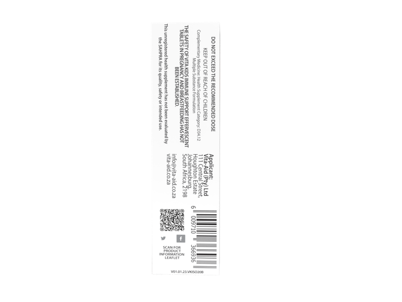 Vita Kids Immune Support Effervescent Tablets 20s Orange