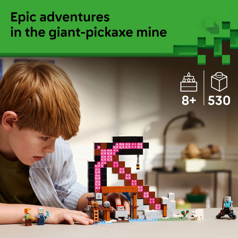 LEGO® Minecraft® The Pickaxe Mine Gamer-Room Decor and Axe Toy 21277