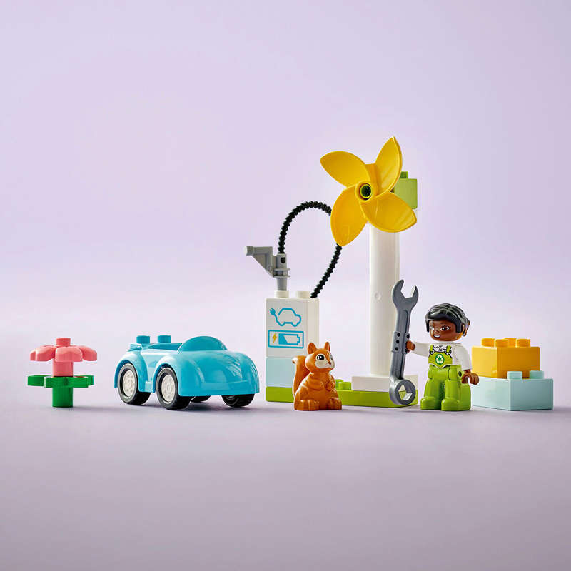 LEGO® DUPLO® Town Wind Turbine and Electric Car Building Toy Set 10985