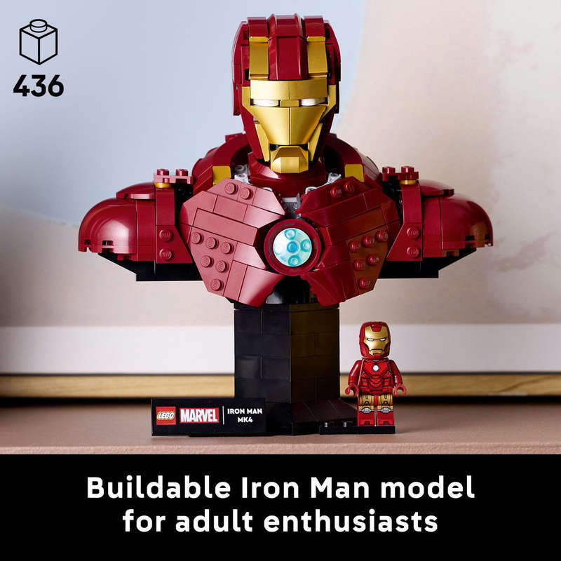 LEGO® ǀ Marvel Iron Man MK4 Bust, Buildable Model for Adults with Minifigure 76327